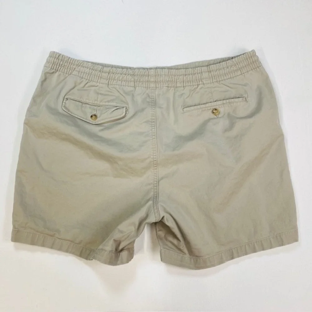 Polo Ralph Lauren Mens XL Tan Khaki Elastic Waist Stretch Chino Shorts 5 Inseam